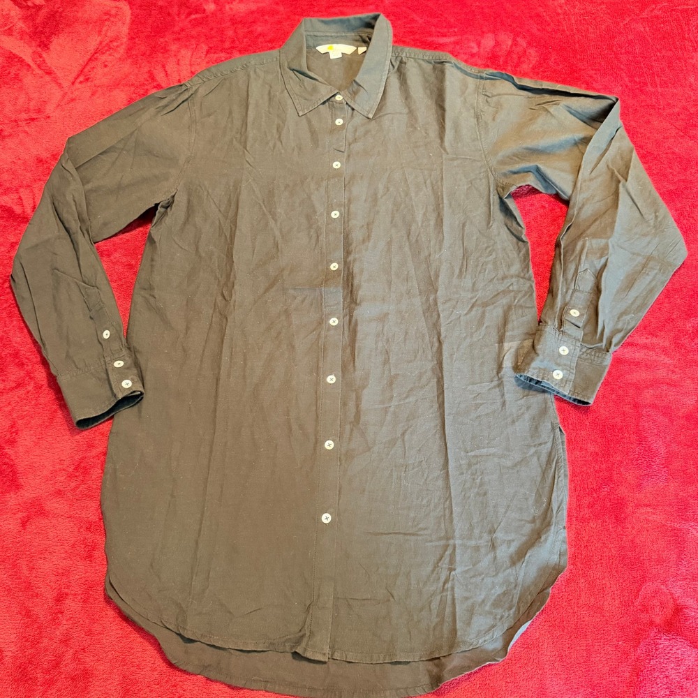 Boden T1208 Black Longline Button Down Shirt Tunic Womens Size US 2 UK 6‎